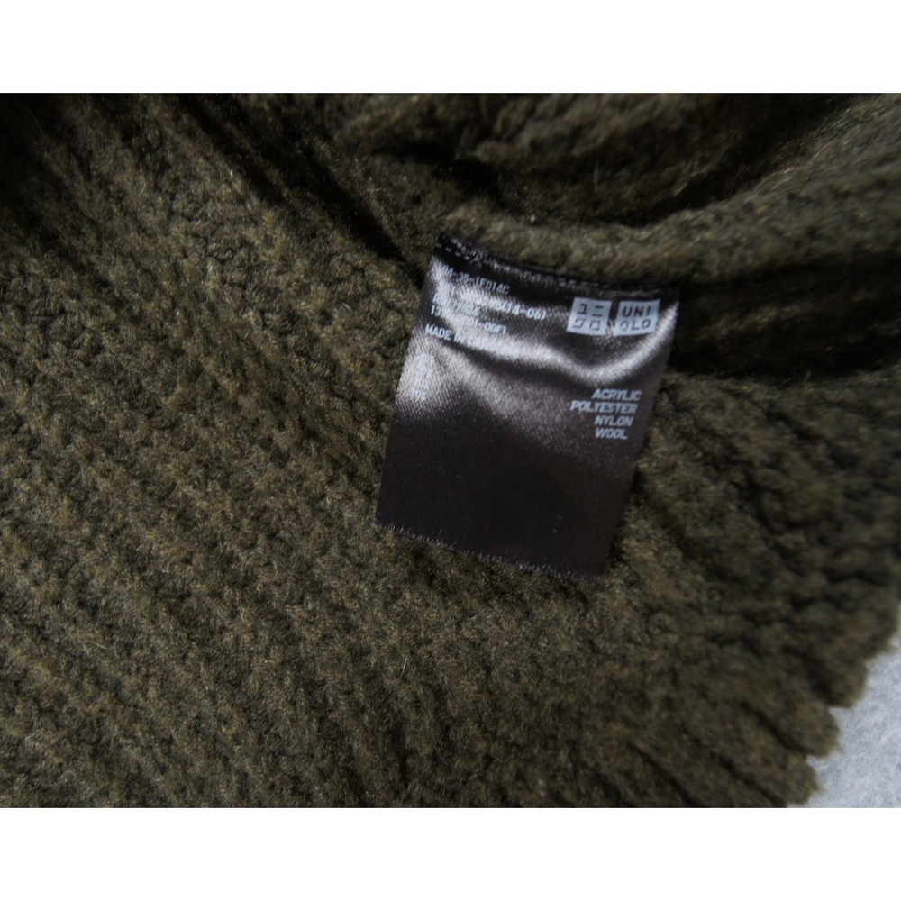 Uniqlo Sweater Mens Medium Green Ribbed Knit Raglan Pullover Wool Blend - Picture 6 of 10